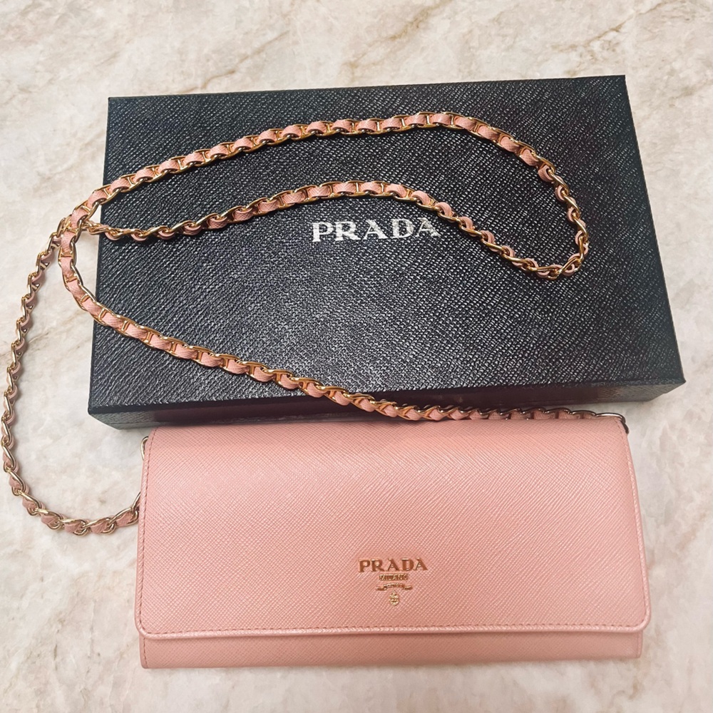 PRADA Saffiano Leather Wallet on Chain
